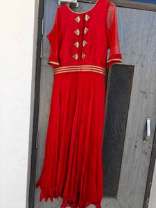 Red Stunning Gown With Duppatta