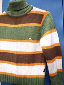 Pretty Multicoloured High Neck Cropped Sweater