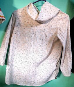 Patterned Cowl Neck Top