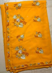 Elegant Yellow Embroidered Saree