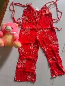 Elegant Carmine Floral Jumpsuit