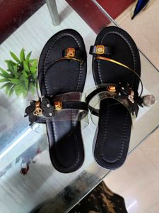 Black Flower Sandals NEW UNUSED