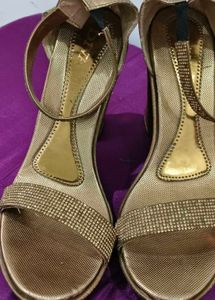 Gold Glitter Heel Sandals