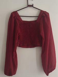 Burgundy Crochet Crop Top