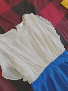 White &amp; Blue Fit and Flare Dress❣️