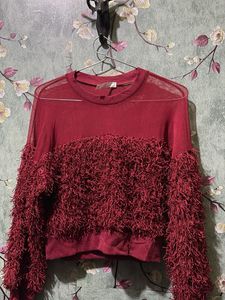 Burgundy Textured Crop Top