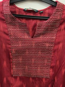 Maroon Embroidered Kurti (Size M)