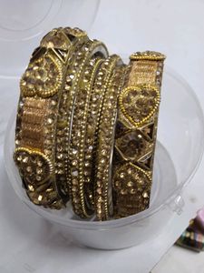 Stone Work Metal Bangles