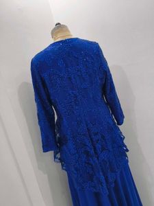 Elegant Blue Lace Dress