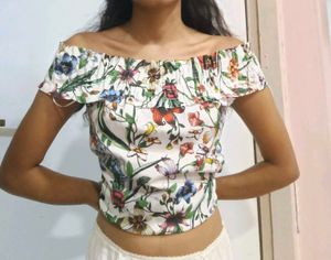 ZARA Floral Off Shoulder Top