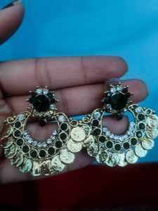 Green &amp; Gold Earrings