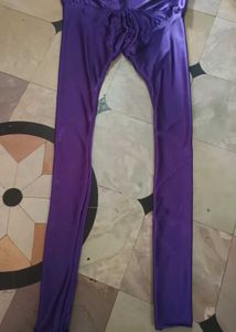 Pruple Satin Gown With Pant