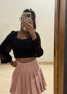 Pink Pleated Mini Skirt