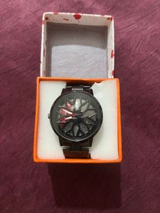 Sleek Black Watch ( Spinning Wheel 🛞 Dial )