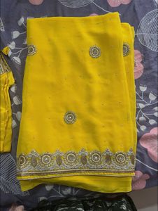 elegant diamond work saree with blouse