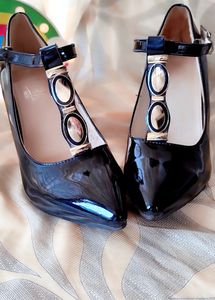Black Stiletto Heel Pointed With Red soles