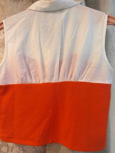 Trendy Color Block Orange Top, Bust- 34/32