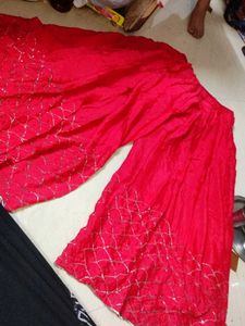 Red Embroidered Kurta Set