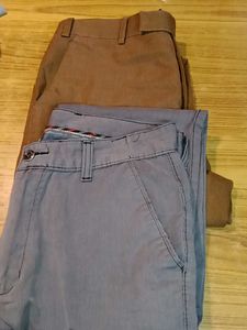 Combo of 2 Pants - Grey & Brown