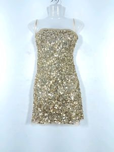 Golden Scquenced Bodycon Dress(Women's)