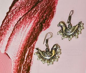 Bird Design Silver Tone Earrings