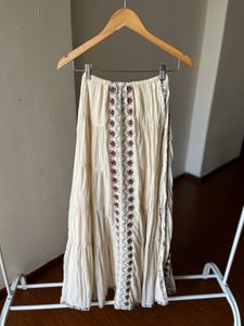 Zara Embroidered Cotton Long Skirt