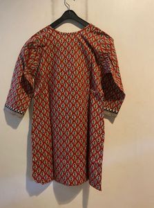 Rust Color  Patterned Tunic Top