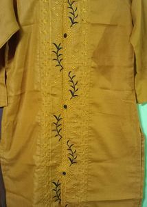 Embroidered Mustard Kurti
