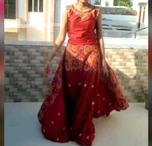 Red Embroidered Lehenga Set