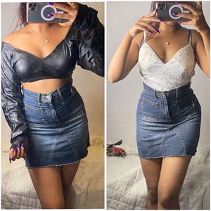 Denim Skirt Padded 2 Top Set