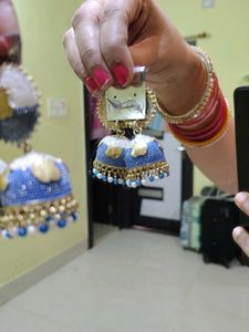 Blue Jhumka Earrings
