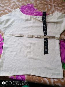 One Side Off Shoulder  White Top