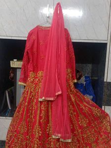 Heavy Embroidery Gown Satin Net Fabric