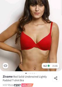 Zivame Red Solid Underwired T-shirt Bra 🍅