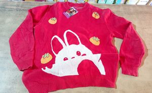 Cute Rabbit Graphic Knit Sweater