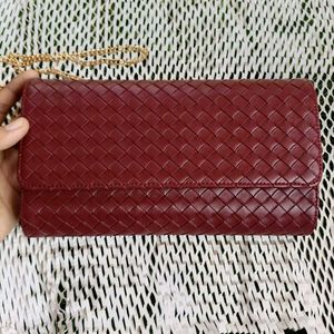 Estee lauder Burgundy Woven Chain Crossbody Bag