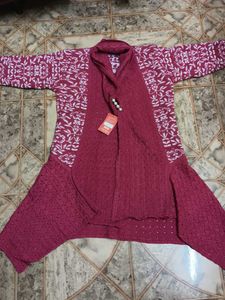 Pink Floral Knit Cardigan
