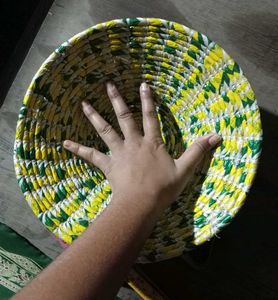 Hand Made Basket Yellow Green Colour