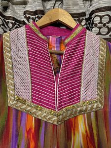 Stylish Multicolour Dress And Bangles