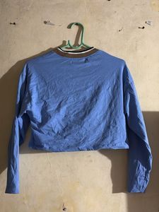 Blue V-Neck Crop Top