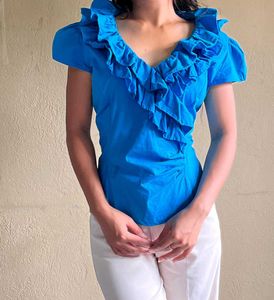 Blue Ruffled Top