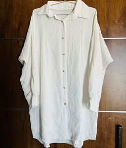Oversized White Shirt With Diamond Buttons