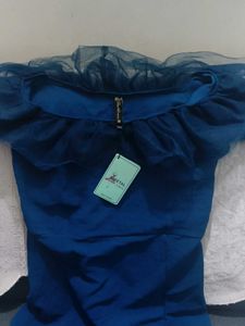 Elegant Blue Off-Shoulder Dress