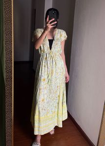 V neck Weekend Floral Cotton Maxi