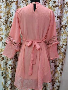Peach Embroidered Top