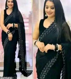 Elegant Black Embellished Saree