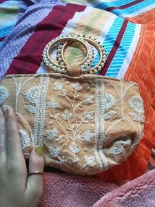 Embroidered Clutch with Bangle Handles