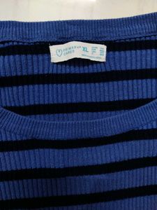 Blue Striped Crop Top