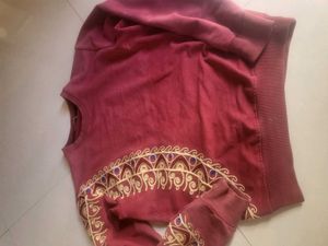 Burgundy Embroidered Sweatshirt