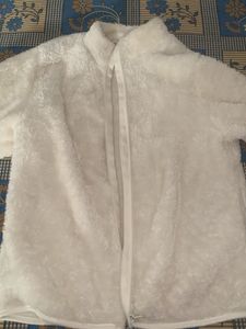 White Fuzzy Zip-Up Jacket